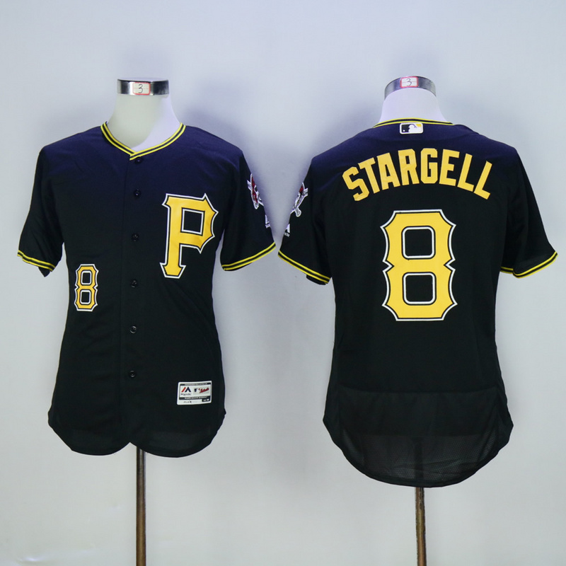 Men Pittsburgh Pirates #8 Stargell Black Throwback Elite MLB Jerseys